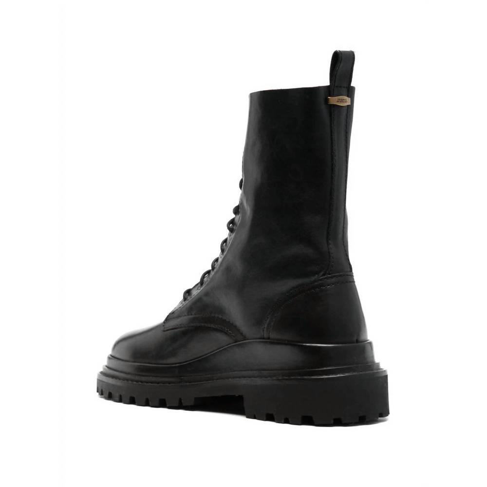 NEW ISABEL MARANT women's ghiso lace-up leather boots in black - Picture 3 of 4